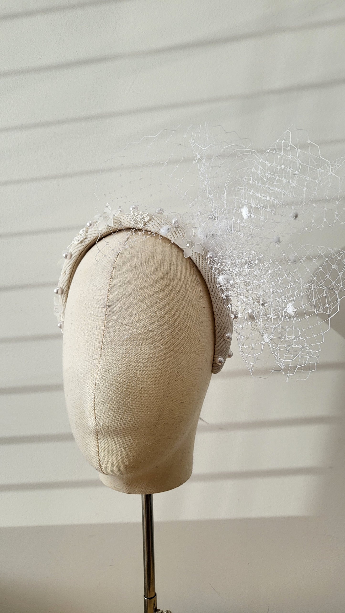 Embellished Ivory Headband with veil detailing