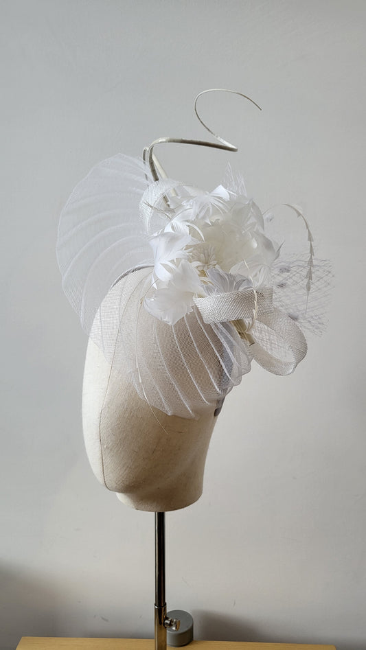 All white crinoline base headpiece