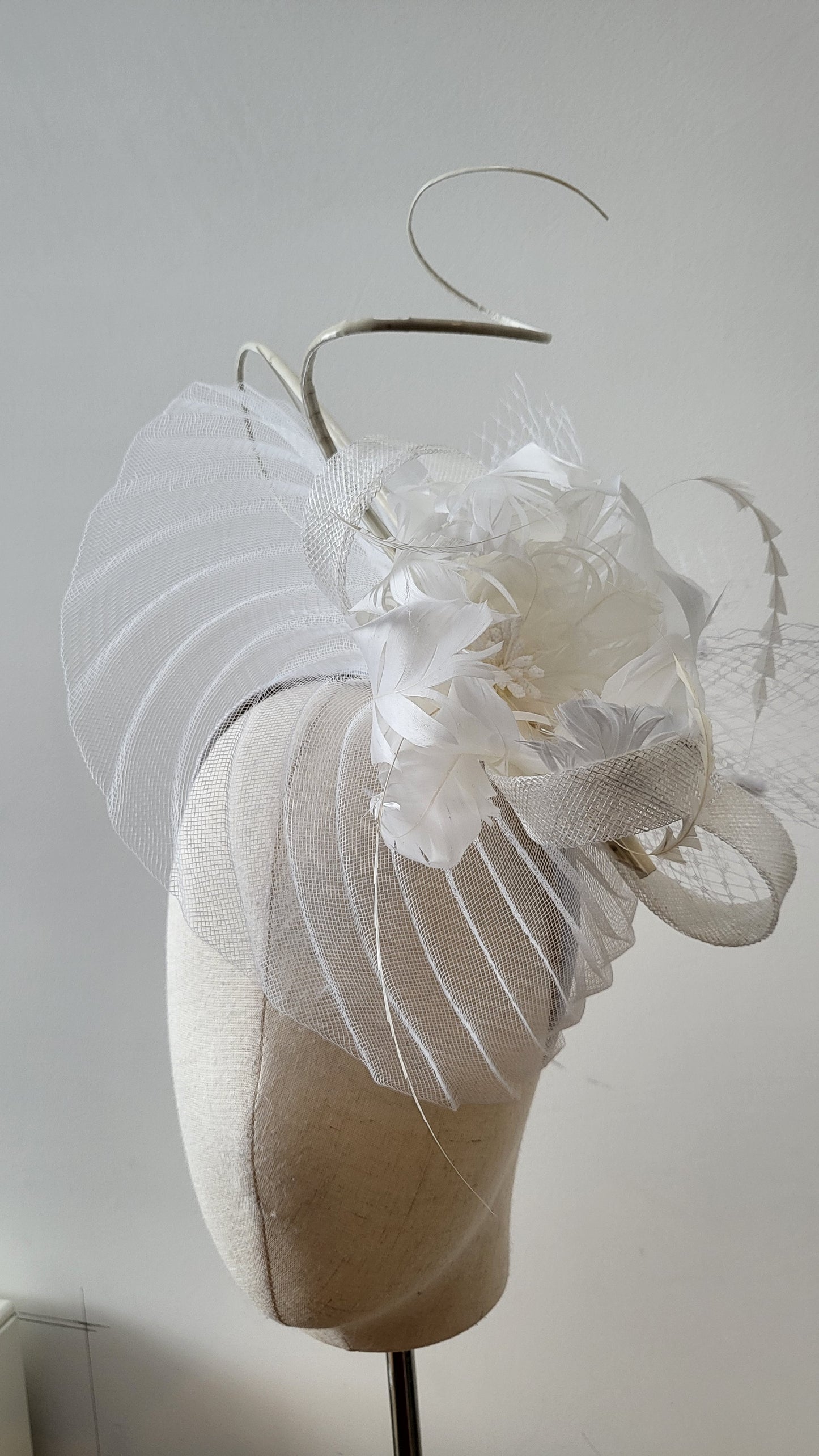All white crinoline base headpiece